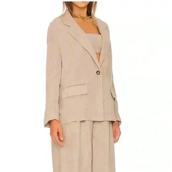 Free People Linen suit blazer jacket size M - Picture 2 of 7